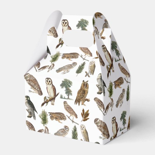 ヴィンテージフクロウの水彩林の模様 フェイバーボックス (裏面サイド)