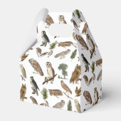 ヴィンテージフクロウの水彩林の模様 フェイバーボックス (正面サイド)