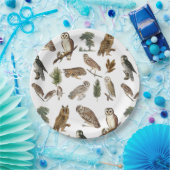 ヴィンテージフクロウの水彩林の模様 ペーパープレート (パーティー)