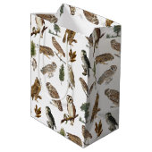 ヴィンテージフクロウの水彩林の模様 ミディアムペーパーバッグ (裏面アングル)