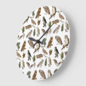ヴィンテージフクロウの水彩林の模様 ラージ壁時計 (傾斜)