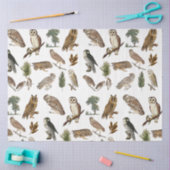 ヴィンテージフクロウの水彩林の模様 薄葉紙 (クラフト)