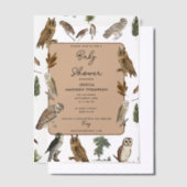 ヴィンテージフクロウの水色の森の鳥赤ちゃんシャワー ベラム紙招待状 (オフセット)