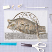 ヴィンテージフクロウの鳥の茶色の切り離しフランスのの消印 薄葉紙 (クラフト)