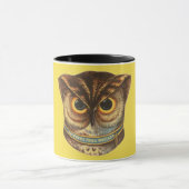 ヴィンテージフクロウイラストレーションマスタード広告 マグカップ (中央)