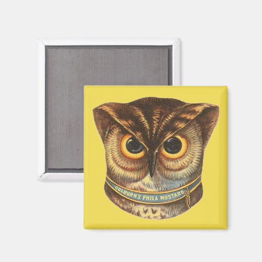 ヴィンテージフクロウイラストレーションマスタード広告 マグネット (正面/裏面)