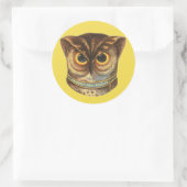 ヴィンテージフクロウイラストレーションマスタード広告 ラウンドシール (バッグ)