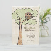 ヴィンテージフクロウインツリーベビーシャワーパーティー招待状 招待状 (スタンド正面)