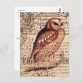 ヴィンテージフクロウエフェメラデコパージポストカード ポストカード (正面/裏面)