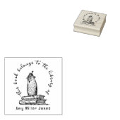 ヴィンテージフクロウエレガント手書き図書 ラバースタンプ (押印)