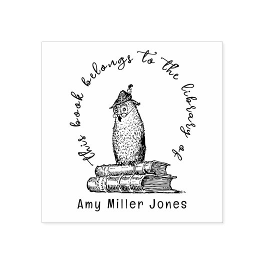 ヴィンテージフクロウエレガント手書き図書 ラバースタンプ (インプリント)