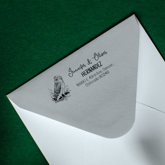 ヴィンテージフクロウカップル差出人住所 ラバースタンプ