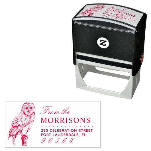 ヴィンテージフクロウスケッチファミリー名差出人住所 セルフインキングスタンプ (インサイチュ)