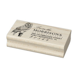 ヴィンテージフクロウスケッチファミリー名差出人住所 ラバースタンプ