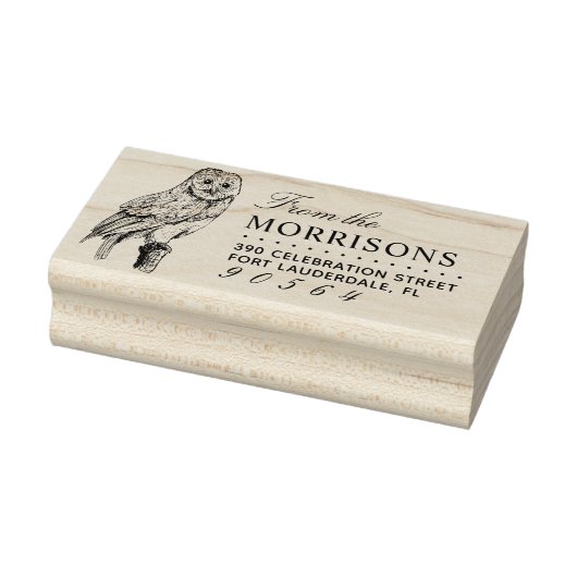 ヴィンテージフクロウスケッチファミリー名差出人住所 ラバースタンプ (スタンプ)