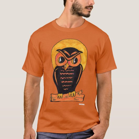 ヴィンテージフクロウハロウィンアートマンガおもしろい Tシャツ (正面)