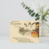 ヴィンテージフクロウハロウィーンのカボチャのちょうちんウィッチハロウィーン ポストカード (スタンド正面)