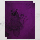 ヴィンテージフクロウパープルスクラップブック紙 (正面/裏面)