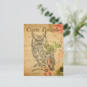 ヴィンテージフクロウフローラ花フランスのカートルポストエール ポストカード (スタンド正面)