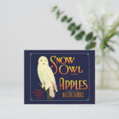 ヴィンテージフクロウリンゴラベル ポストカード (スタンド正面)