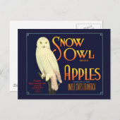 ヴィンテージフクロウリンゴラベル ポストカード (正面/裏面)