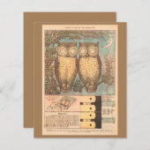 ヴィンテージフクロウ可愛い秋のクラフトブルーブラウン (正面/裏面)