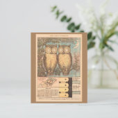 ヴィンテージフクロウ可愛い秋のクラフトブルーブラウン (スタンド正面)