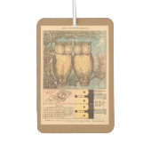 ヴィンテージフクロウ可愛い秋のクラフトブルーブラウン カーエアーフレッシュナー (正面)