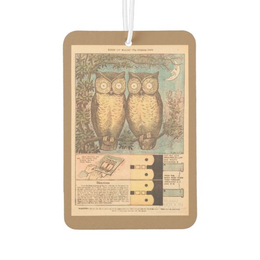 ヴィンテージフクロウ可愛い秋のクラフトブルーブラウン カーエアーフレッシュナー (裏面)