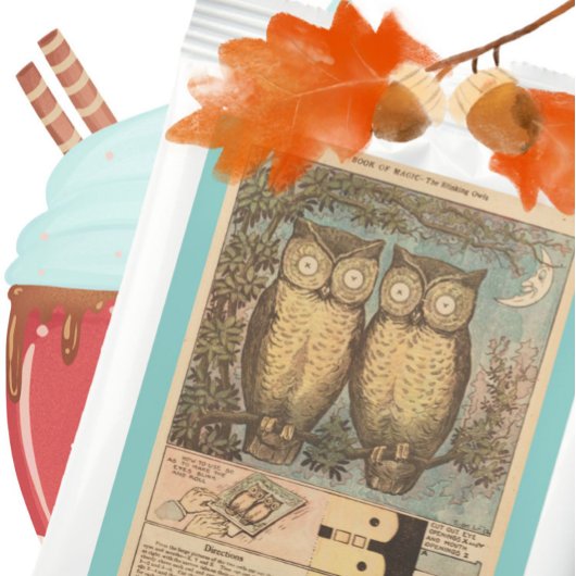 ヴィンテージフクロウ可愛い秋のクラフトブルーブラウン フェイバーバッグ