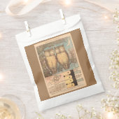 ヴィンテージフクロウ可愛い秋のクラフトブルーブラウン フェイバーバッグ (クリップ留めされた状態)