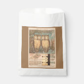 ヴィンテージフクロウ可愛い秋のクラフトブルーブラウン フェイバーバッグ (正面)