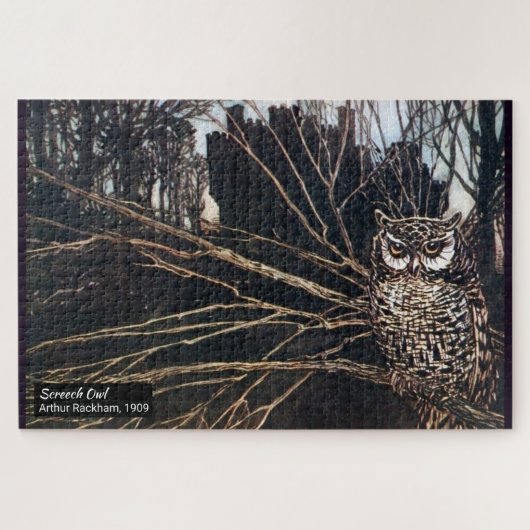 ヴィンテージフクロウ城ゴシックおとぎ話アーサーラッカム ジグソーパズル (横)