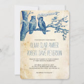 ヴィンテージフクロウ夫婦の木婚式 招待状 (正面)