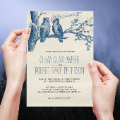 ヴィンテージフクロウ夫婦の木婚式 招待状