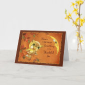 ヴィンテージフクロウ感謝祭カード カード (黄色い花)