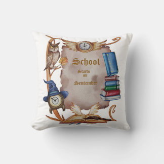 ヴィンテージフクロウ新学期 クッション