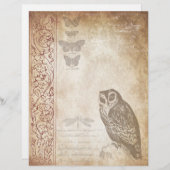 ヴィンテージフクロウ熟成スクラップブック紙 (正面/裏面)