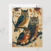 ヴィンテージフクロウ美術 ポストカード (正面/裏面)