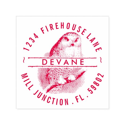 ヴィンテージフクロウ自己インク差出人住所スタンプ セルフインキングスタンプ (デザイン)