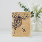 ヴィンテージフクロウ葉書 ポストカード (スタンド正面)