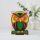 ヴィンテージフクロウ装飾はがき ポストカード (スタンド正面)