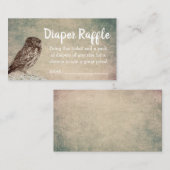 ヴィンテージフクロウ赤ちゃんシャワーおむつラッフルチケット エンクロージャーカード (正面/裏面)