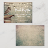 ヴィンテージフクロウ赤ちゃんシャワーブックラッフルチケット エンクロージャーカード (正面/裏面)