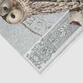 ヴィンテージフクロウ鳥のティール(緑がかった色)切り離しフランスの消印 薄葉紙 (詳細)