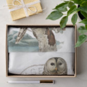 ヴィンテージフクロウ鳥の木の切り離しフランスの消印 薄葉紙 (ギフト)