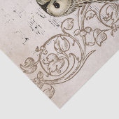 ヴィンテージフクロウ鳥の音楽のスクロールつる植物のパレード 薄葉紙 (詳細)