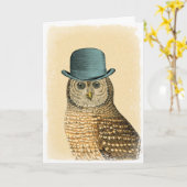 ヴィンテージフクロウ カード (黄色い花)