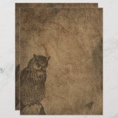 ヴィンテージフクロウ&フライアゴシックハロウィーンスクラップブック紙 (正面/裏面)