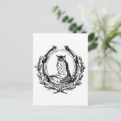 ヴィンテージフクロウ・ブック蔵書票 ポストカード (スタンド正面)